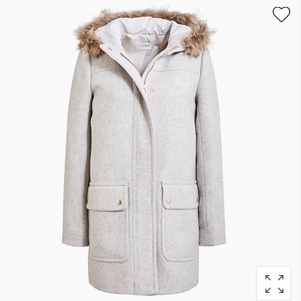 J.Crew wool blend and faux fur coat